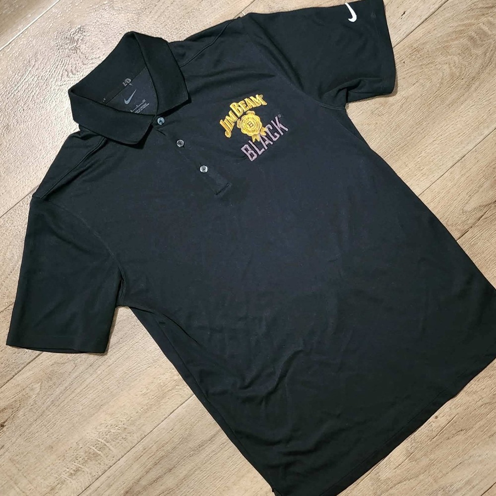 Nike Golf Mens Jim Beam Black Polo Shirt Black Short Sleeve Size Small